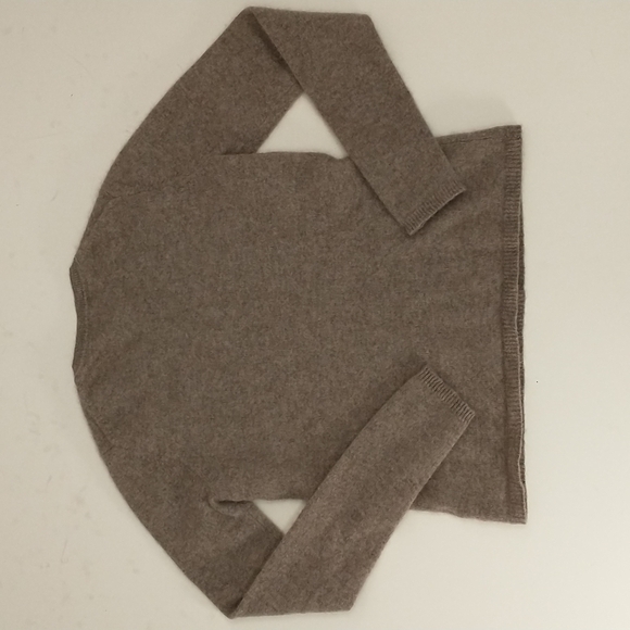 2 Ply Cashmere Crew Neck Heather Soft Light Brown Sweater Adrienne Vittadini - Picture 5 of 5